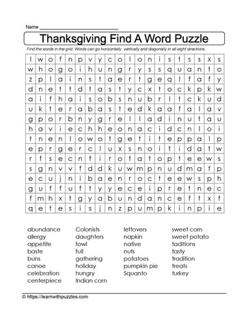Thanksgiving Wordsearch #02